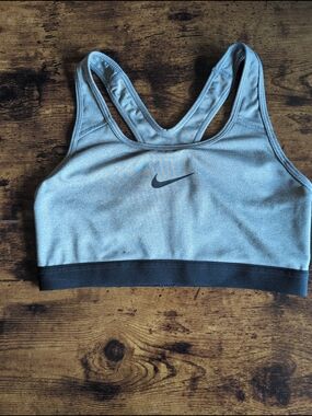 Nike Light Gray Racerback Sports Bra with Black Band
